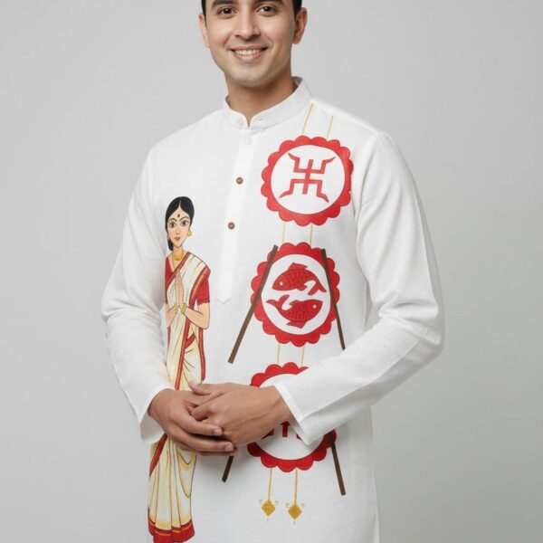 : WB Craft Pure Cotton Hand-Painted men’s Punjabi.