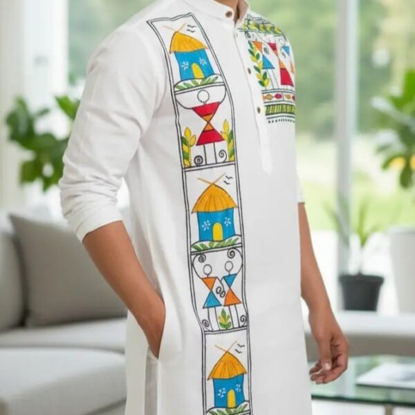 : WB Craft Pure Cotton Hand-Painted men’s Punjabi.